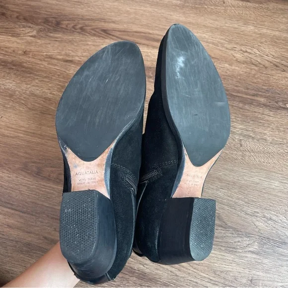 Aquatalia Black Suede Waterproof Farin Ankle Booties Boots Women Size 9 Italy - Picture 9 of 16